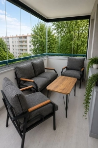 Kutay Balkon Takımı, GÜNEŞE DAYANIKLI KUMAŞ Bahçe Takımı, Çay Seti Koltuk Takımı, Metal Kanepe 2-1-1 